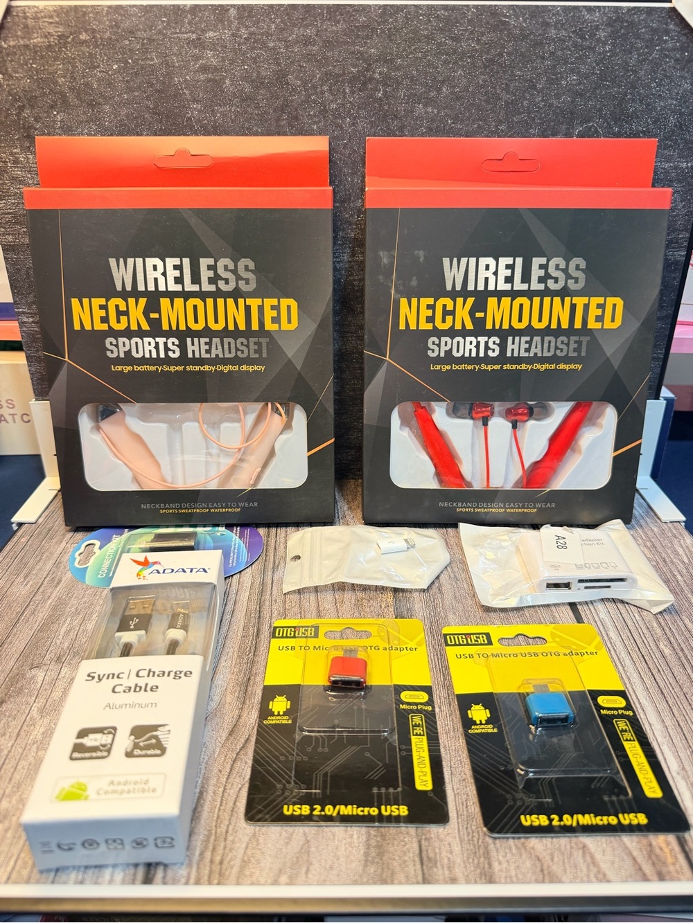 Wireless Neck-Mounted Sports Headset - Red and Rose Gold